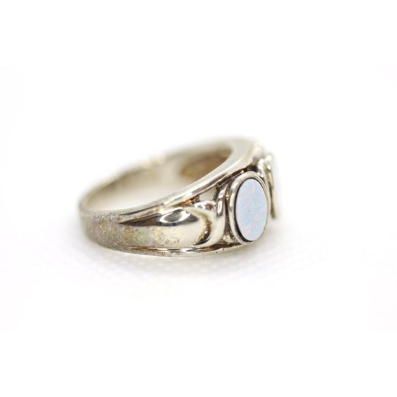 Synthetic Opal Sterling Silver Statement Ring - Picture 4 of 9